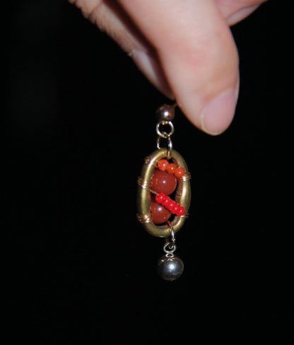 Chinoiserie Red Agate Lantern Earrings