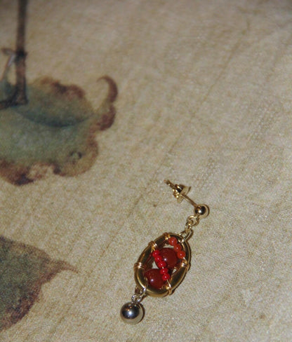 Chinoiserie Red Agate Lantern Earrings