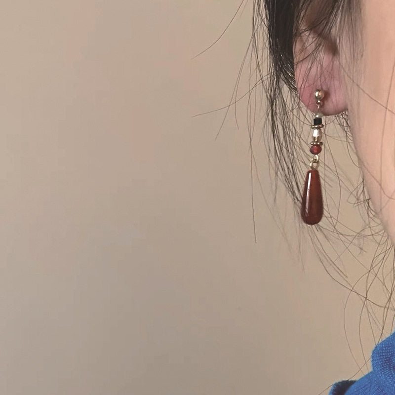 Chinoiserie Red Teardrop Earrings