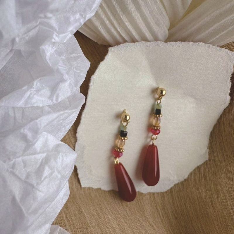 Chinoiserie Red Teardrop Earrings
