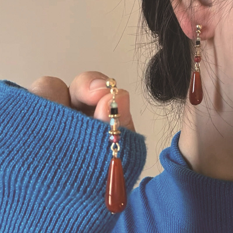 Chinoiserie Red Teardrop Earrings