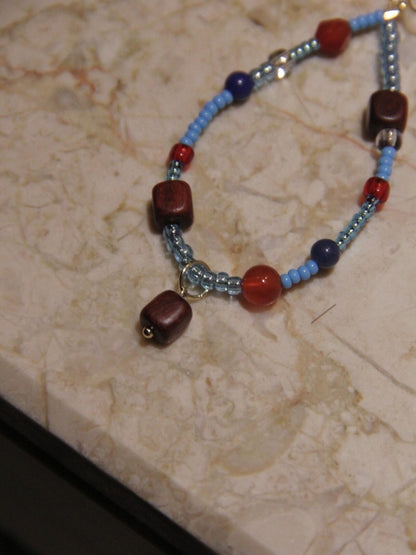 Chinoiserie Red & Blue Teardrop Shaped Earrings