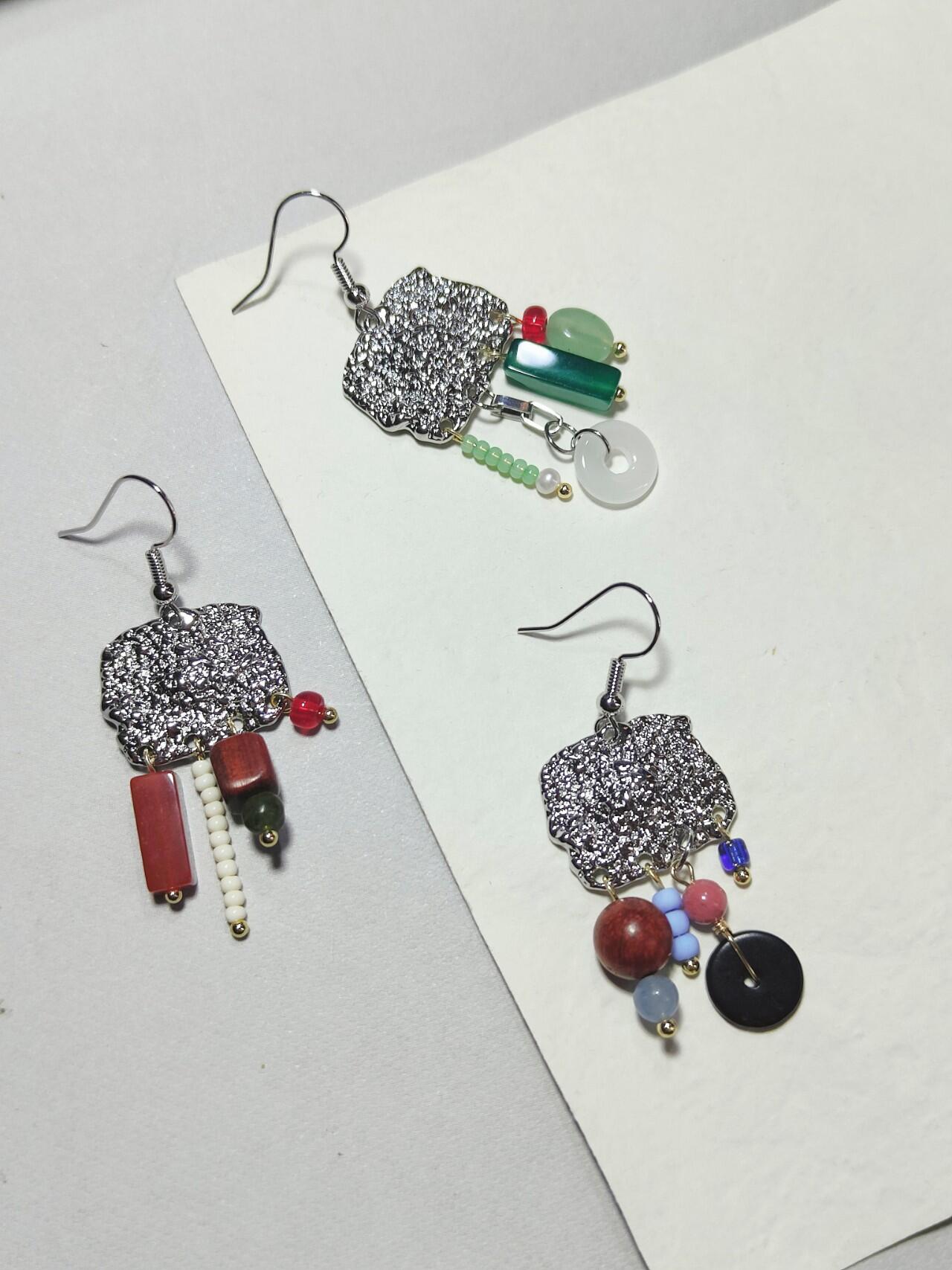 Chinoiserie Red & Green Festive Tassel Earrings