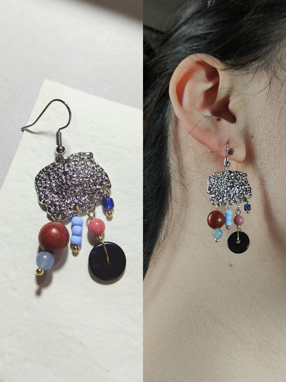 Chinoiserie Red & Green Festive Tassel Earrings