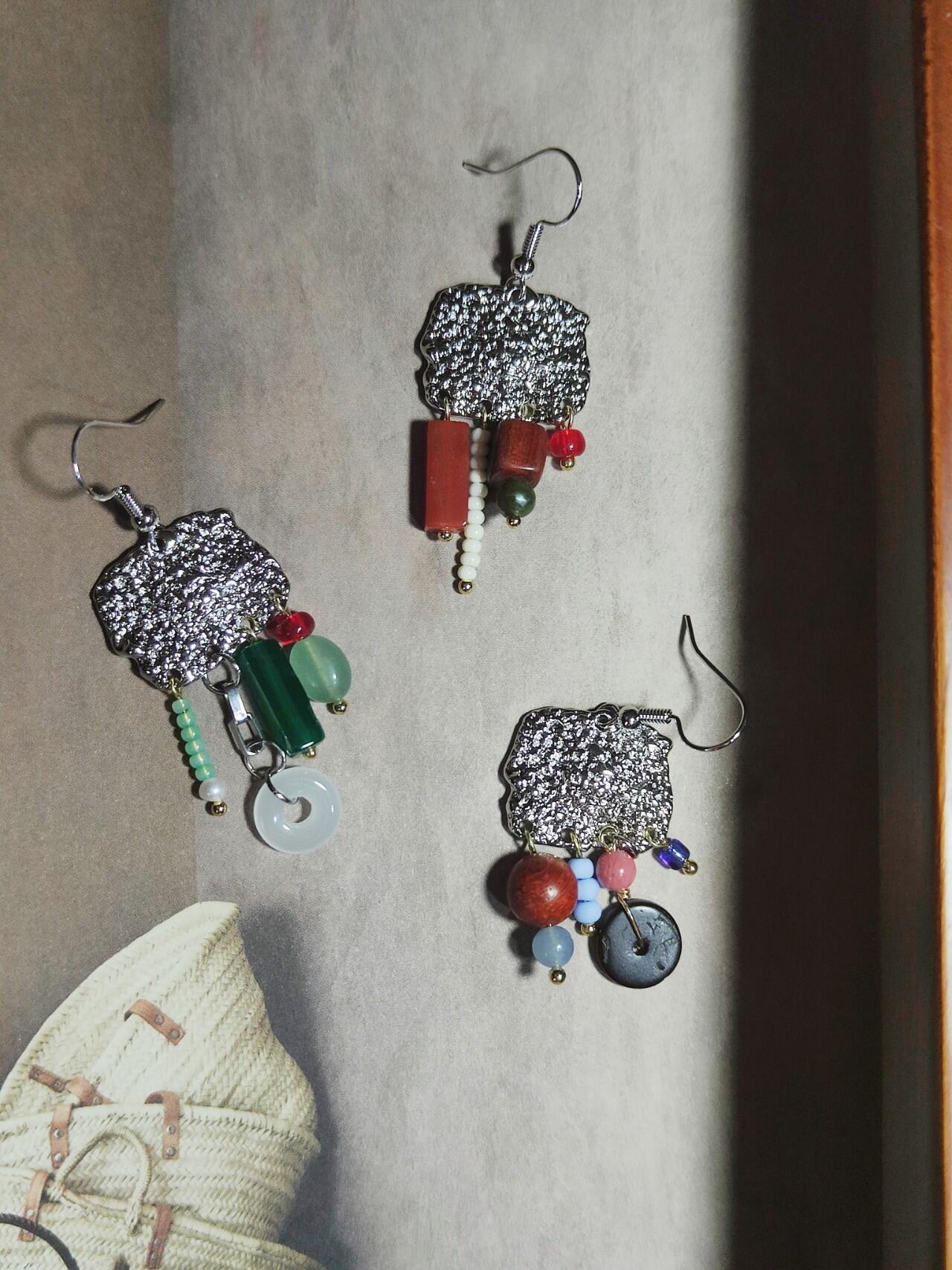 Chinoiserie Red & Green Festive Tassel Earrings