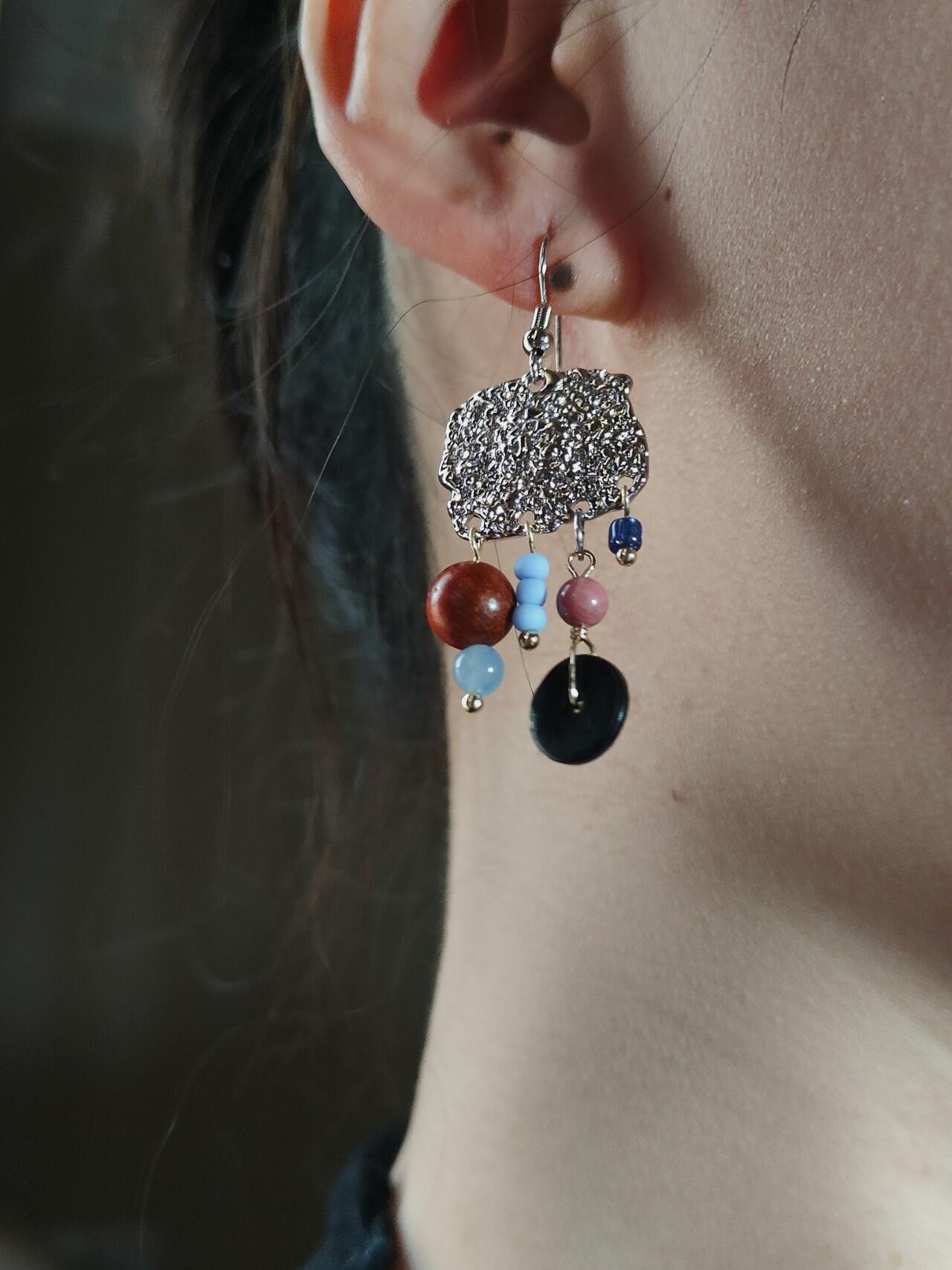 Chinoiserie Red & Green Festive Tassel Earrings