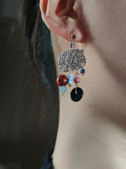 Chinoiserie Red & Green Festive Tassel Earrings