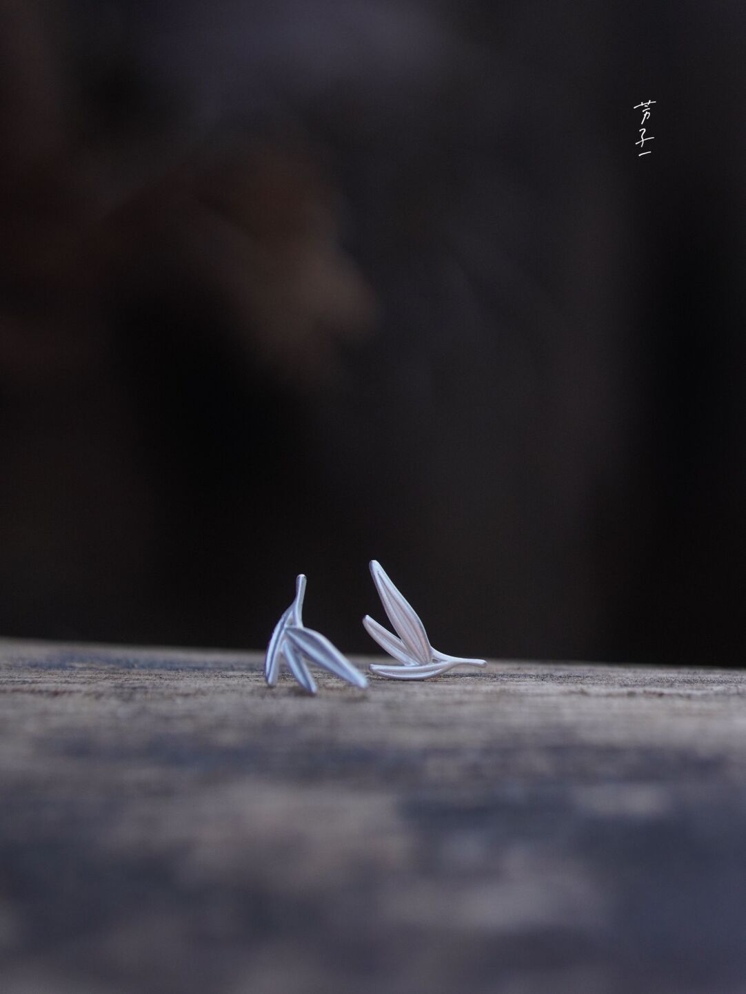 Chinoiserie Silver Bamboo Leaf Earrings