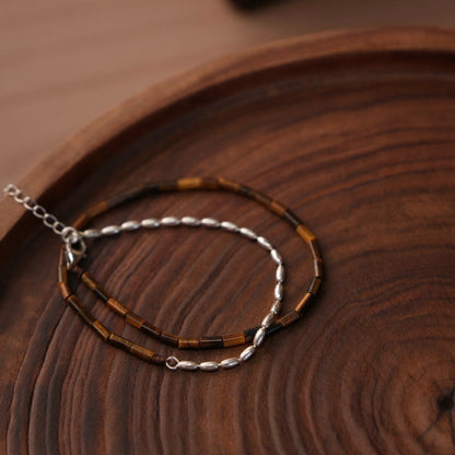 Chinoiserie Silver Cliff Beaded Bracelet