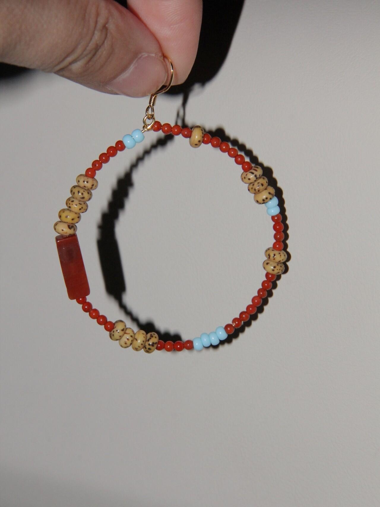 Chinoiserie South Red Agate Bodhi Seed Earrings