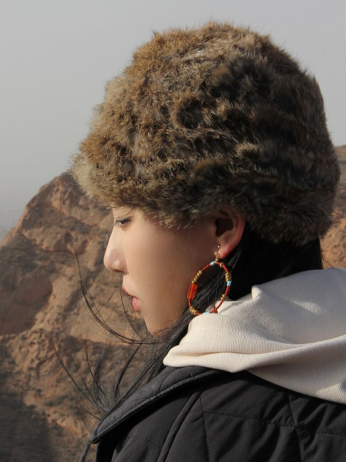 Chinoiserie South Red Agate Bodhi Seed Earrings