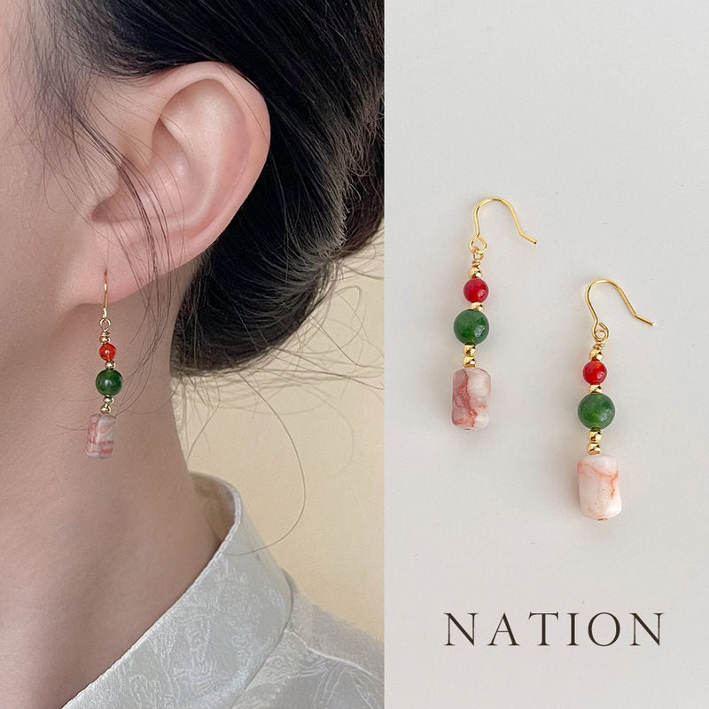 Chinoiserie Spring Mountain Agate Earrings