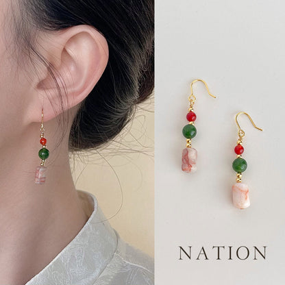 Chinoiserie Spring Mountain Agate Earrings