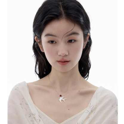 Chinoiserie Swallow Silver Necklace