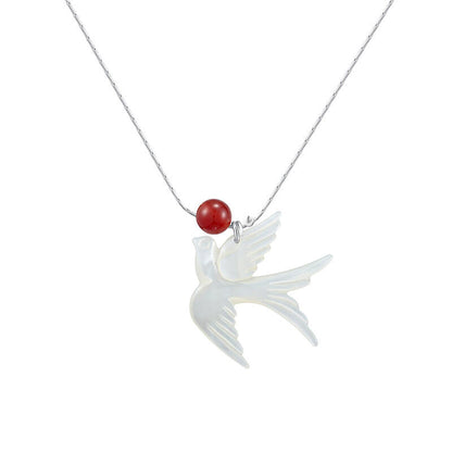 Chinoiserie Swallow Silver Necklace