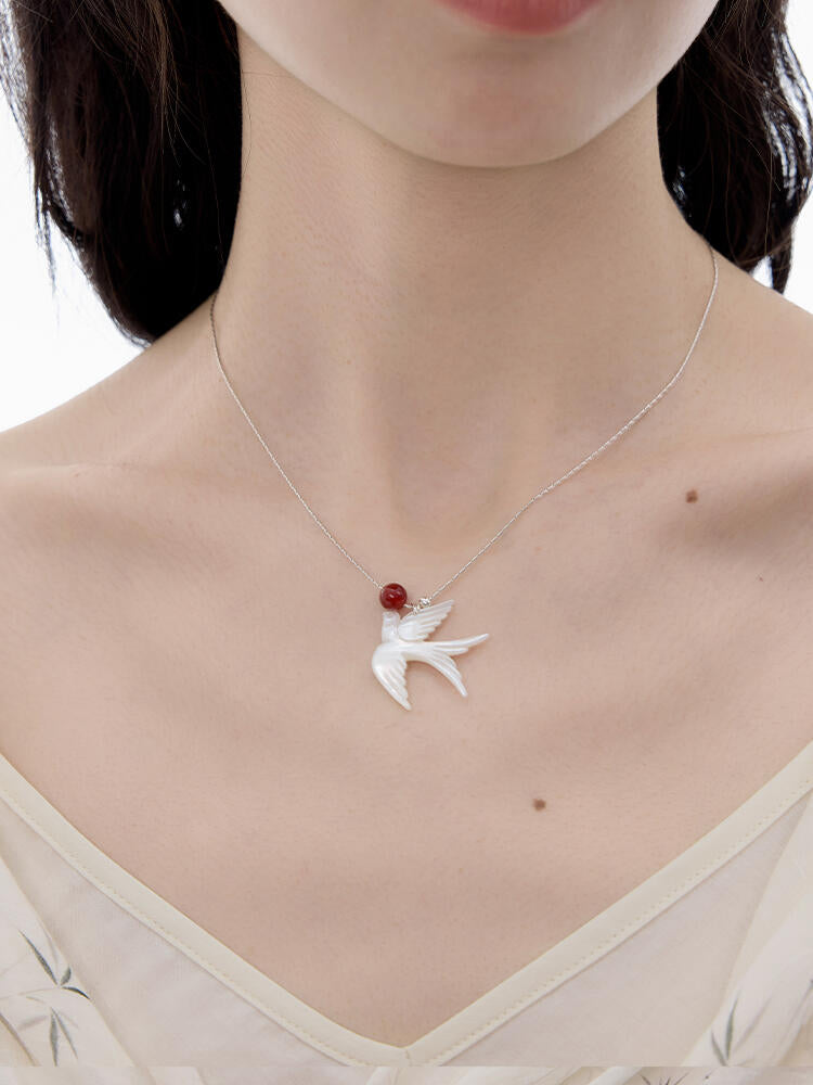 Chinoiserie Swallow Silver Necklace
