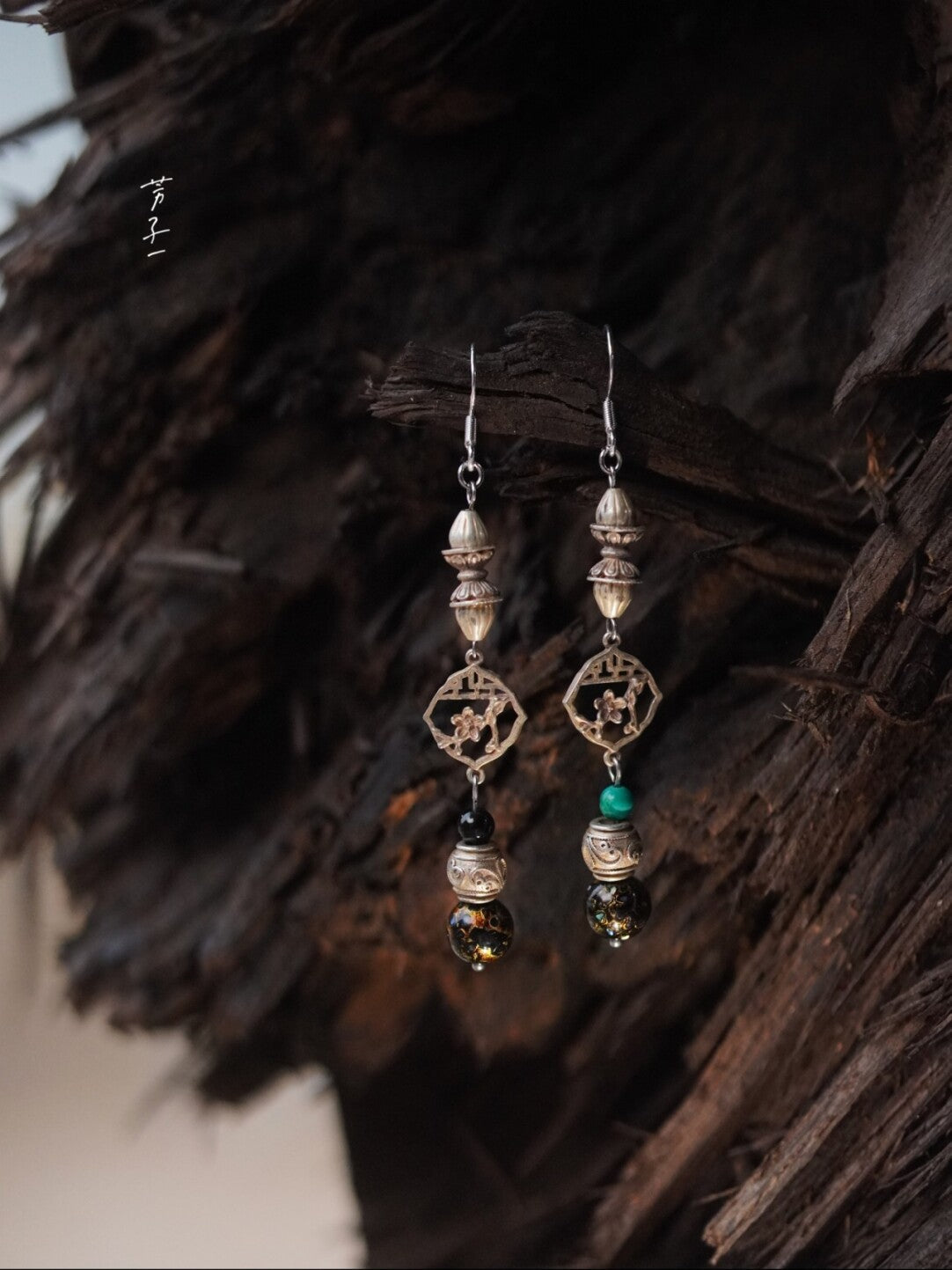 Chinoiserie Lacquer Treasures in Grandma's Jewelry Box Earrings