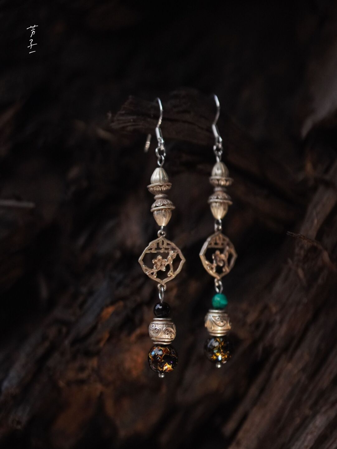 Chinoiserie Lacquer Treasures in Grandma's Jewelry Box Earrings