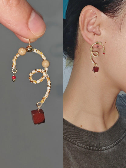 Chinoiserie Vine Natural Stone Earrings