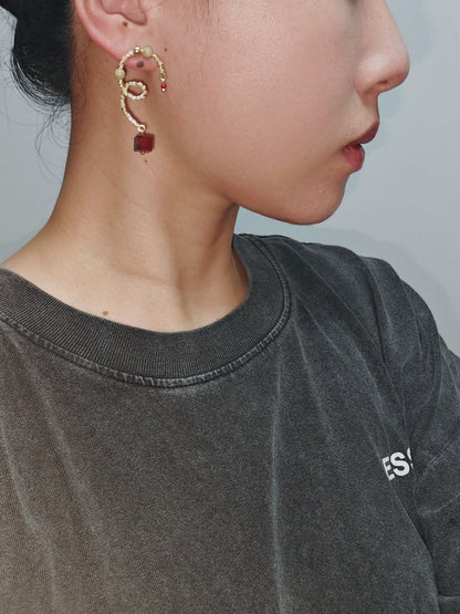 Chinoiserie Vine Natural Stone Earrings