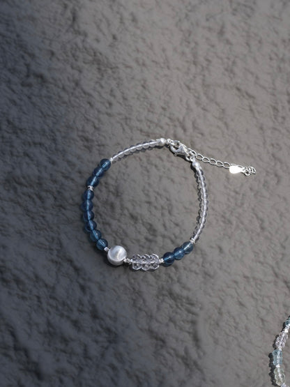 「Chinoiserie」Aquamarine Crystal Beaded Bracelet