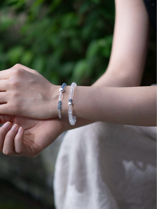 「Chinoiserie」Aquamarine Crystal Beaded Bracelet