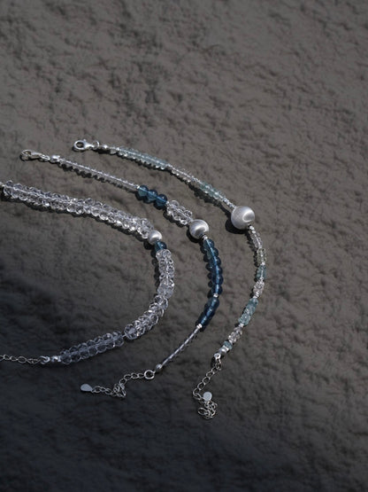「Chinoiserie」Aquamarine Crystal Beaded Bracelet