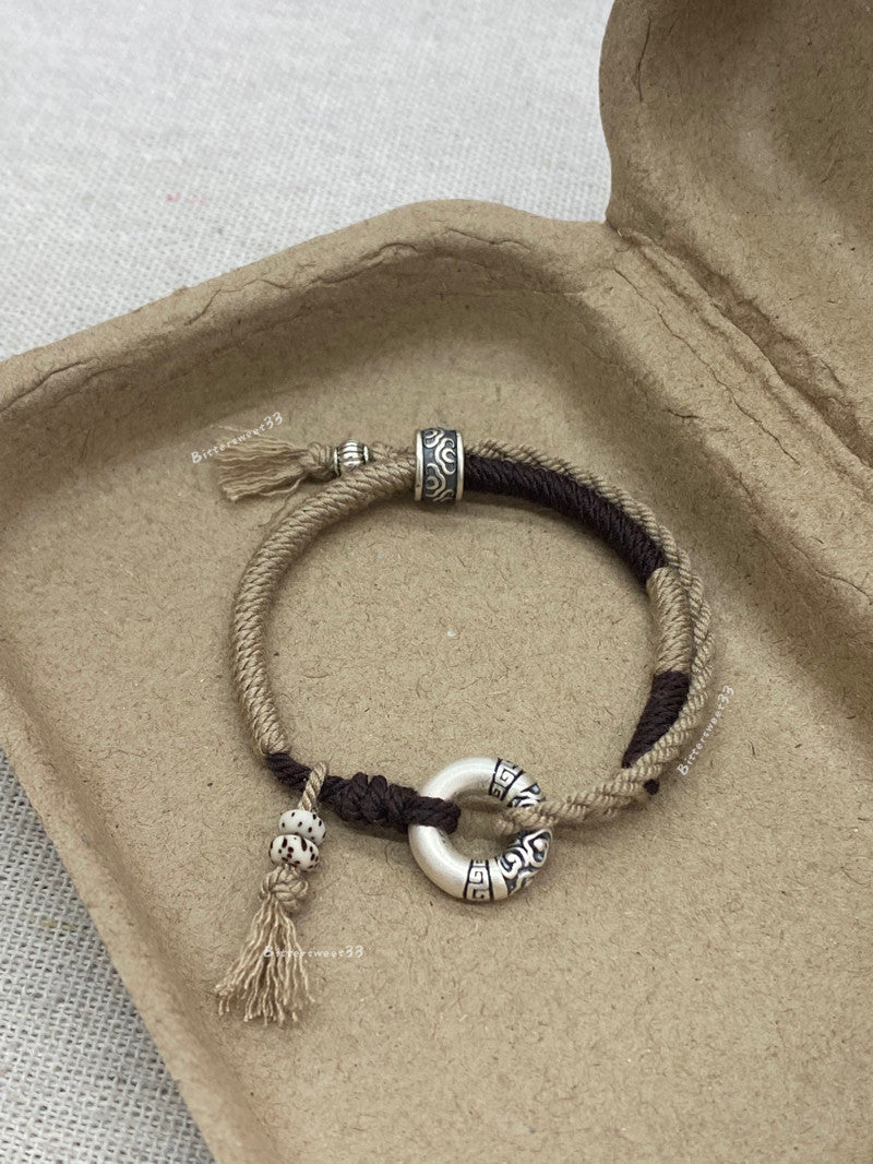「Chinoiserie」Auspicious Clouds Silver Braided Bracelet