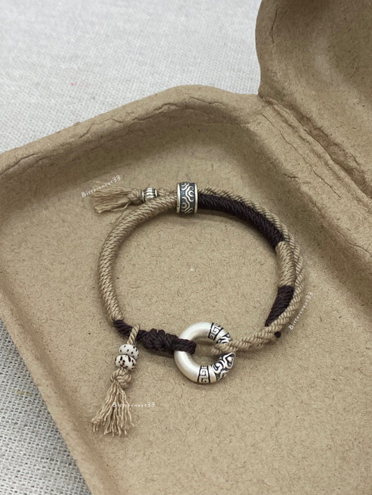 「Chinoiserie」Auspicious Clouds Silver Braided Bracelet