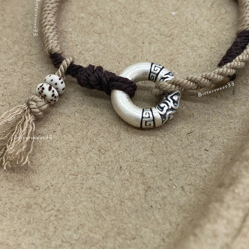 「Chinoiserie」Auspicious Clouds Silver Braided Bracelet