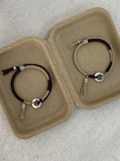 「Chinoiserie」Auspicious Clouds Silver Braided Bracelet