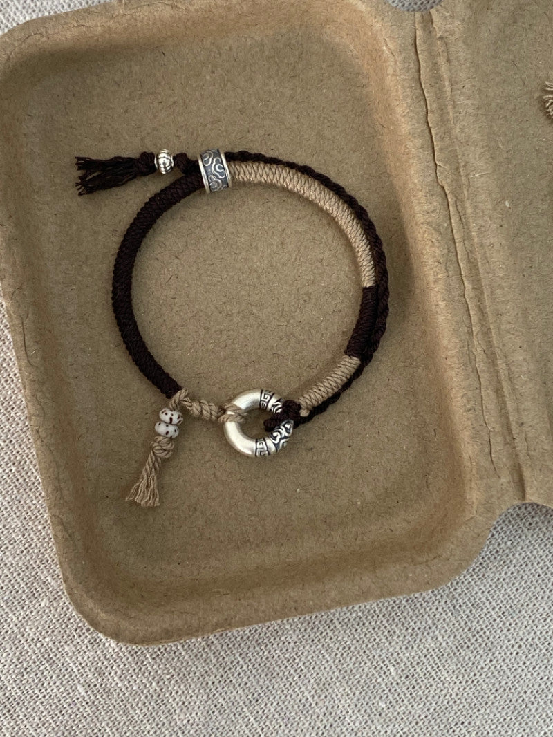 「Chinoiserie」Auspicious Clouds Silver Braided Bracelet