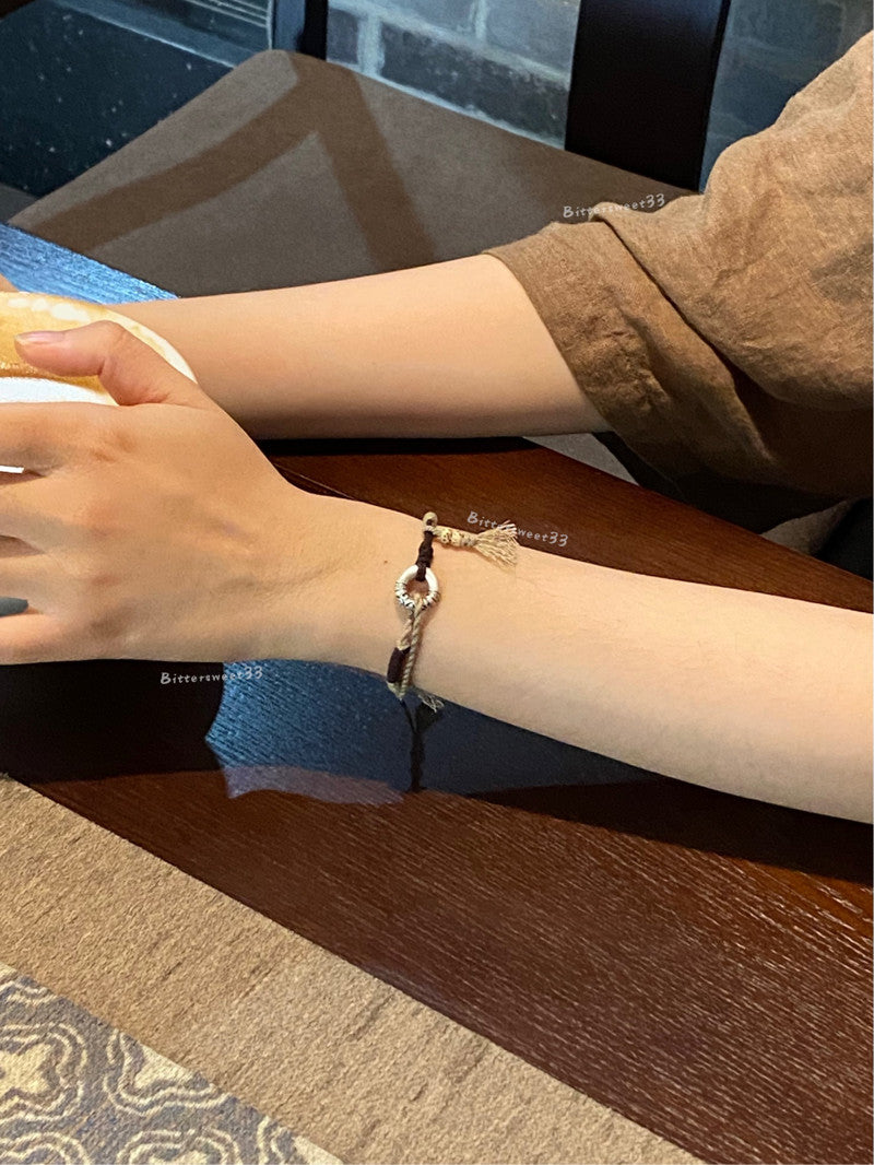 「Chinoiserie」Auspicious Clouds Silver Braided Bracelet