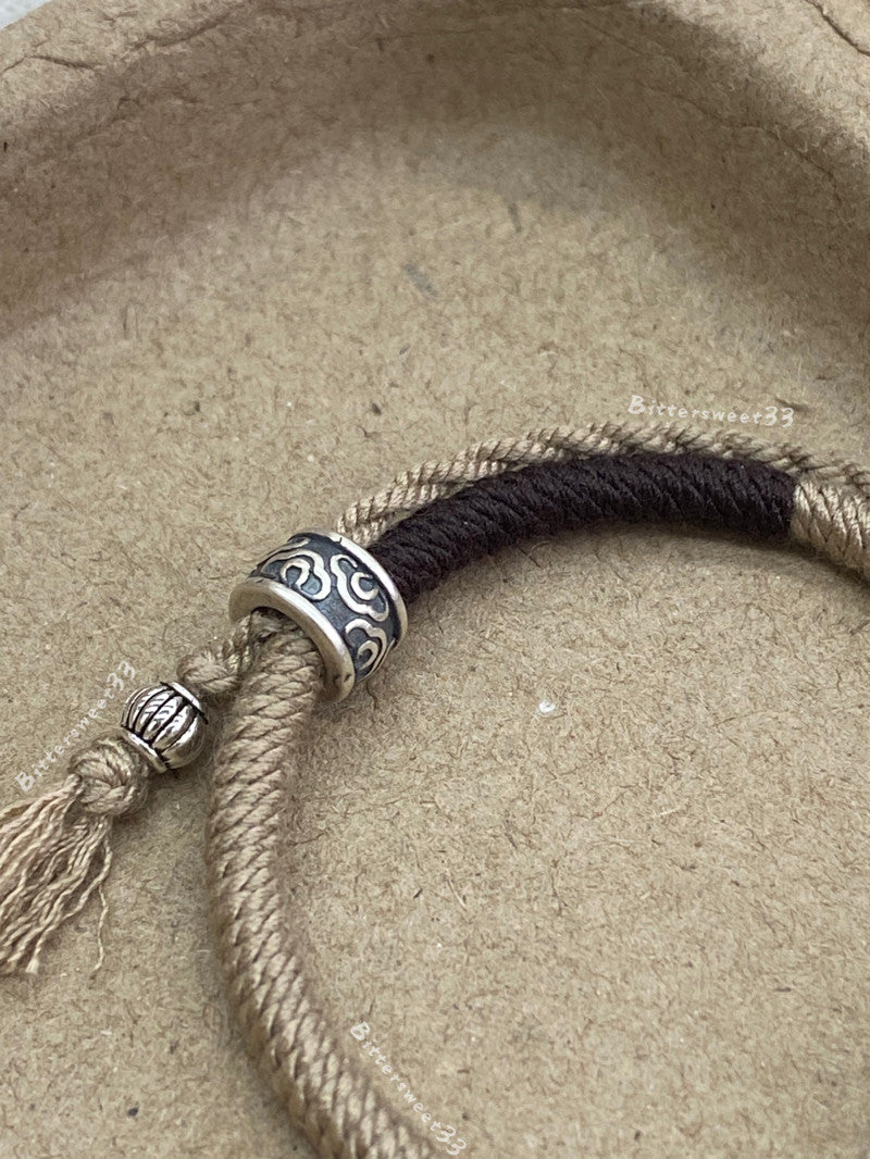 「Chinoiserie」Auspicious Clouds Silver Braided Bracelet