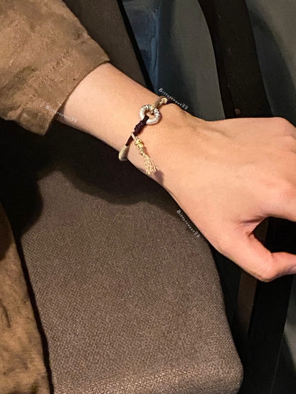 「Chinoiserie」Auspicious Clouds Silver Braided Bracelet