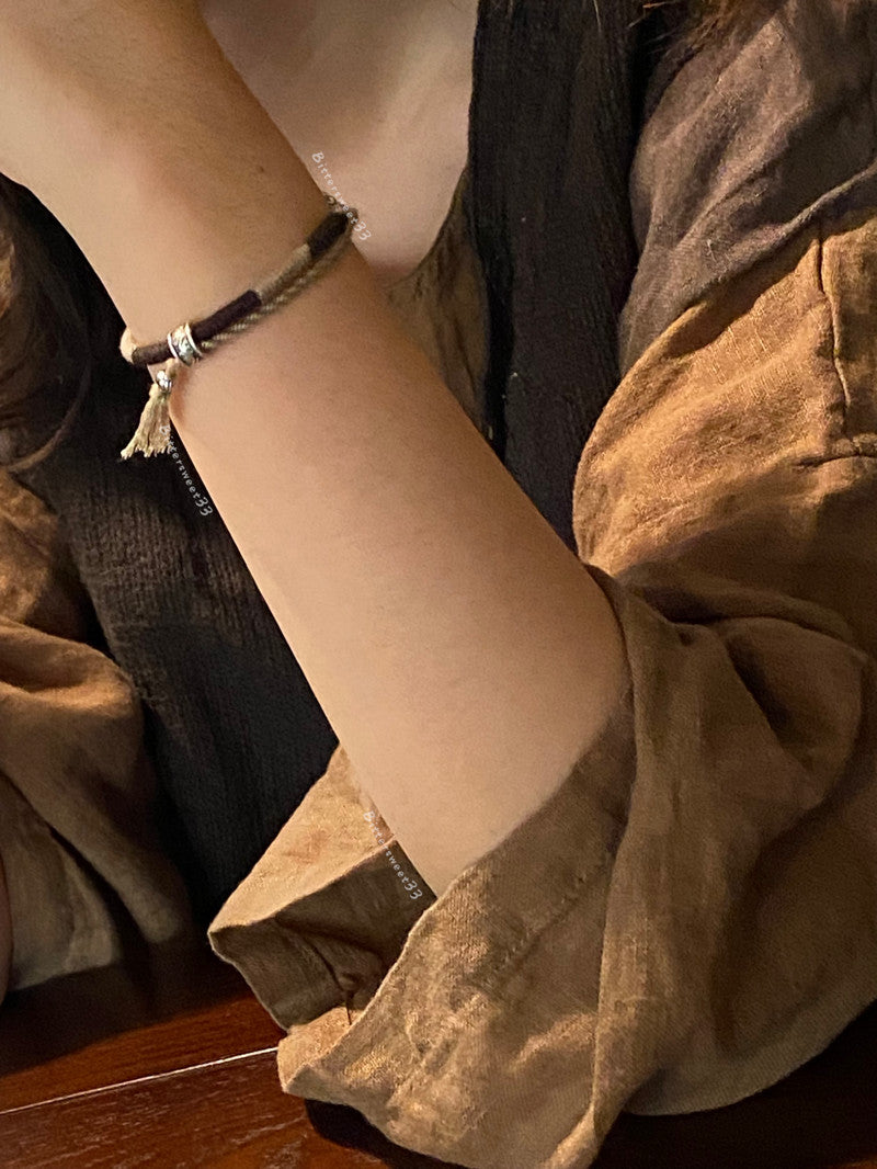 「Chinoiserie」Auspicious Clouds Silver Braided Bracelet