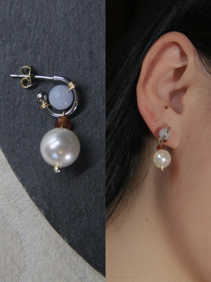 「Chinoiserie」Baby Blue Pearl Earrings