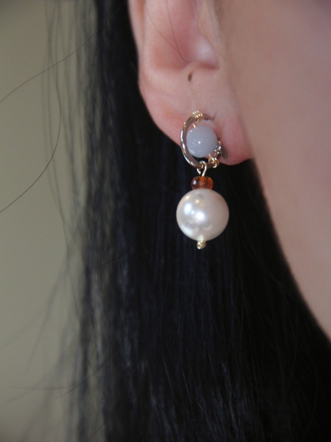 「Chinoiserie」Baby Blue Pearl Earrings