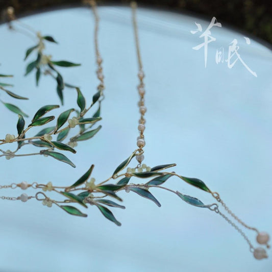 「 Chinoiserie」Bamboo Leaves Necklace