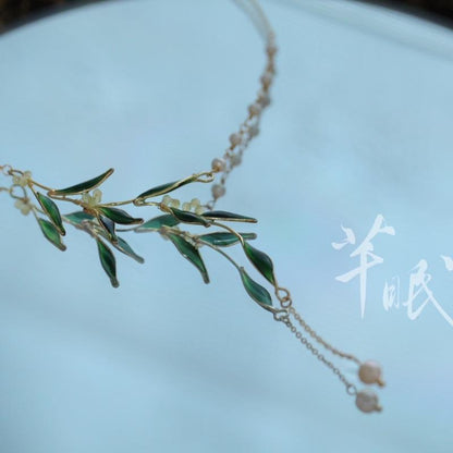 「 Chinoiserie」Bamboo Leaves Necklace