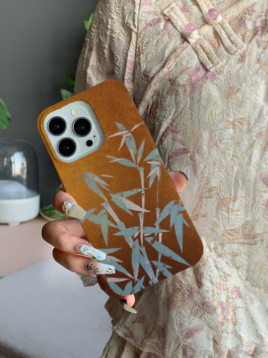 「Chinoiserie」Bamboo Printed Golden Phone Case