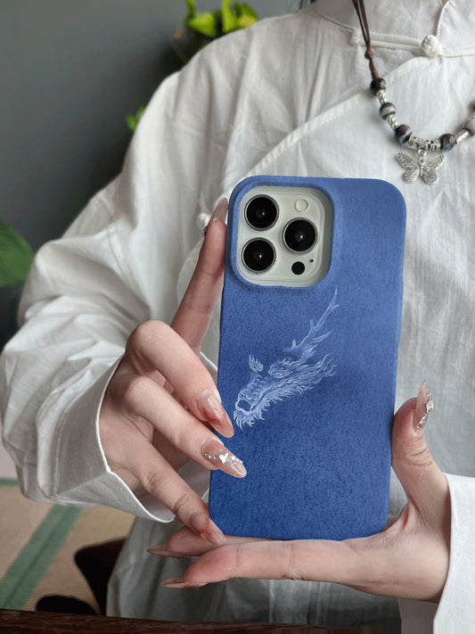 「Chinoiserie」Blue Dragon Printed Phone Case