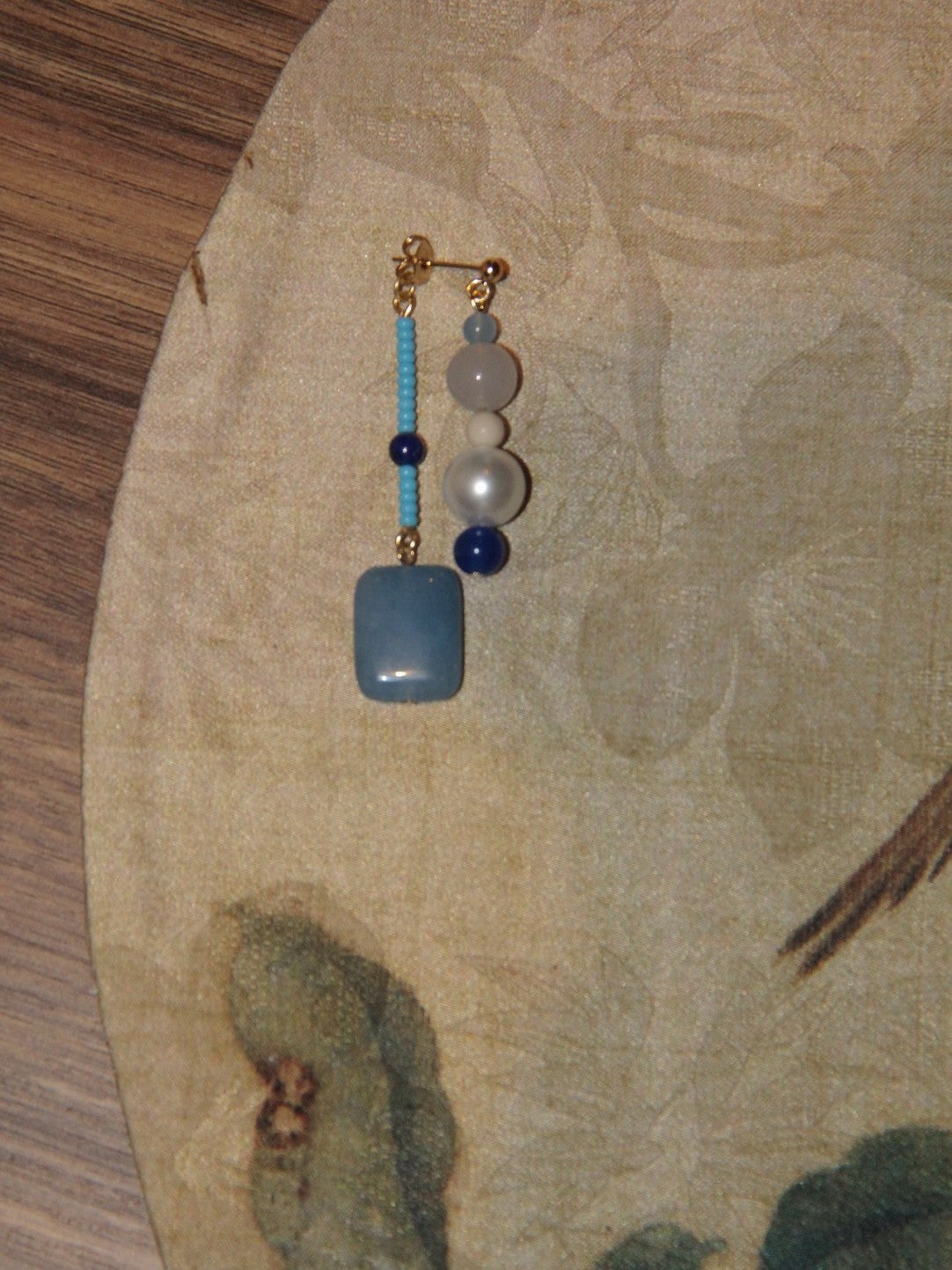 「Chinoiserie」 Blue River Natural Stones Beaded Earrings