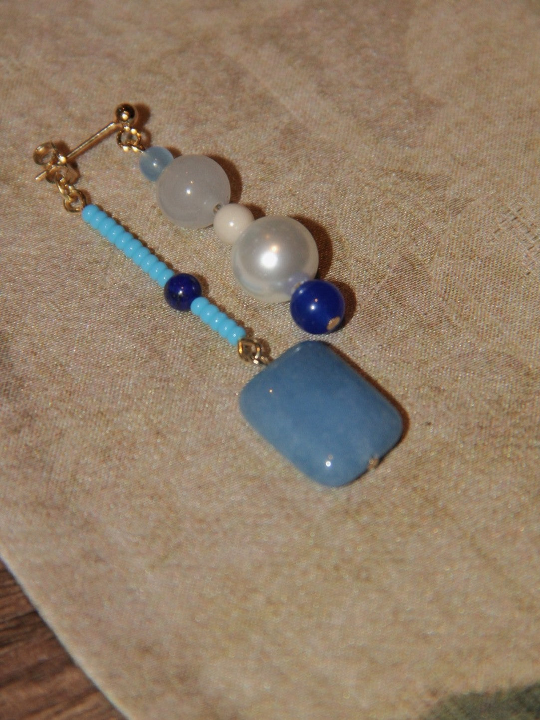 「Chinoiserie」 Blue River Natural Stones Beaded Earrings