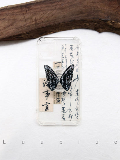 「Chinoiserie」 Butterfly Calligraphy Clear Phone Case