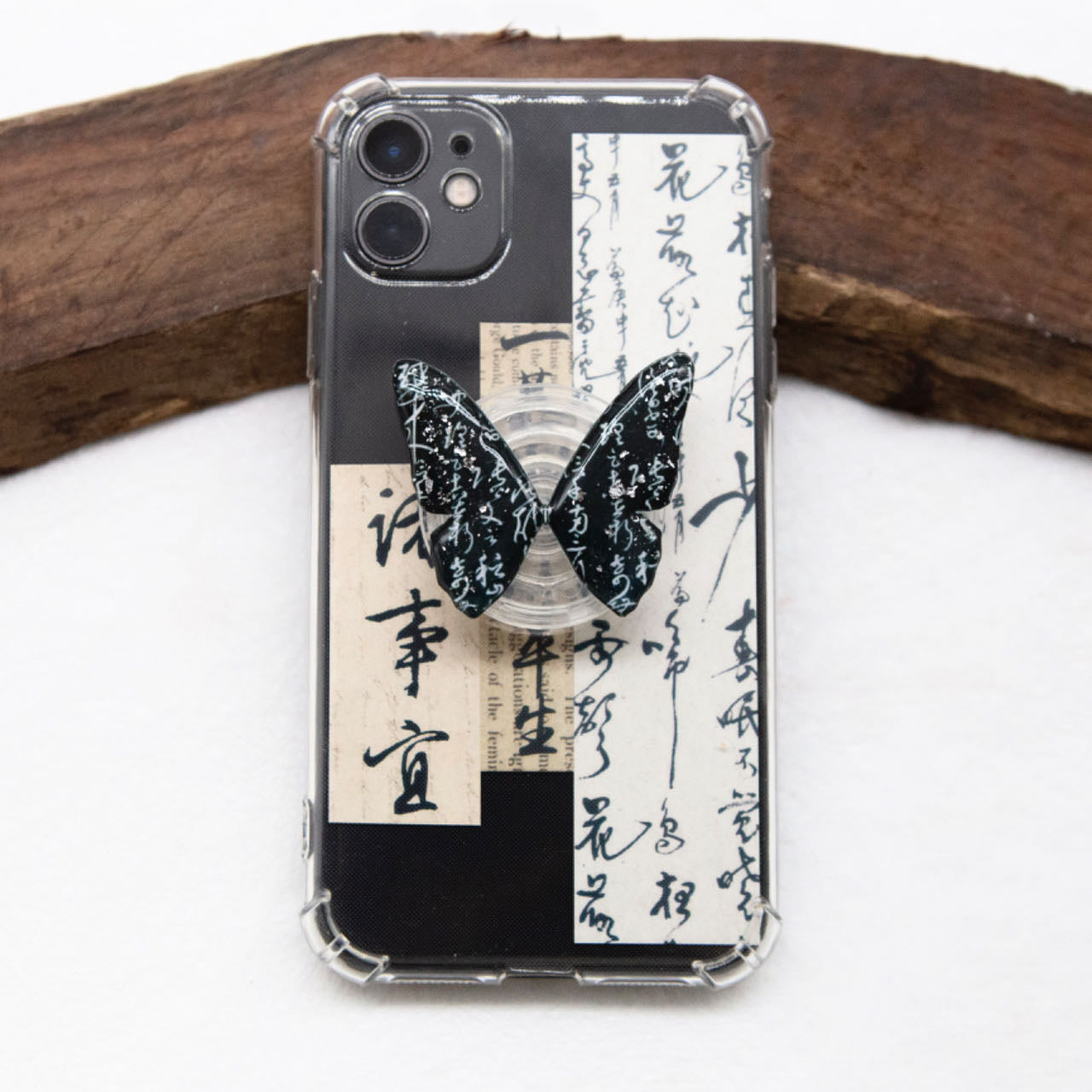 「Chinoiserie」 Butterfly Calligraphy Clear Phone Case