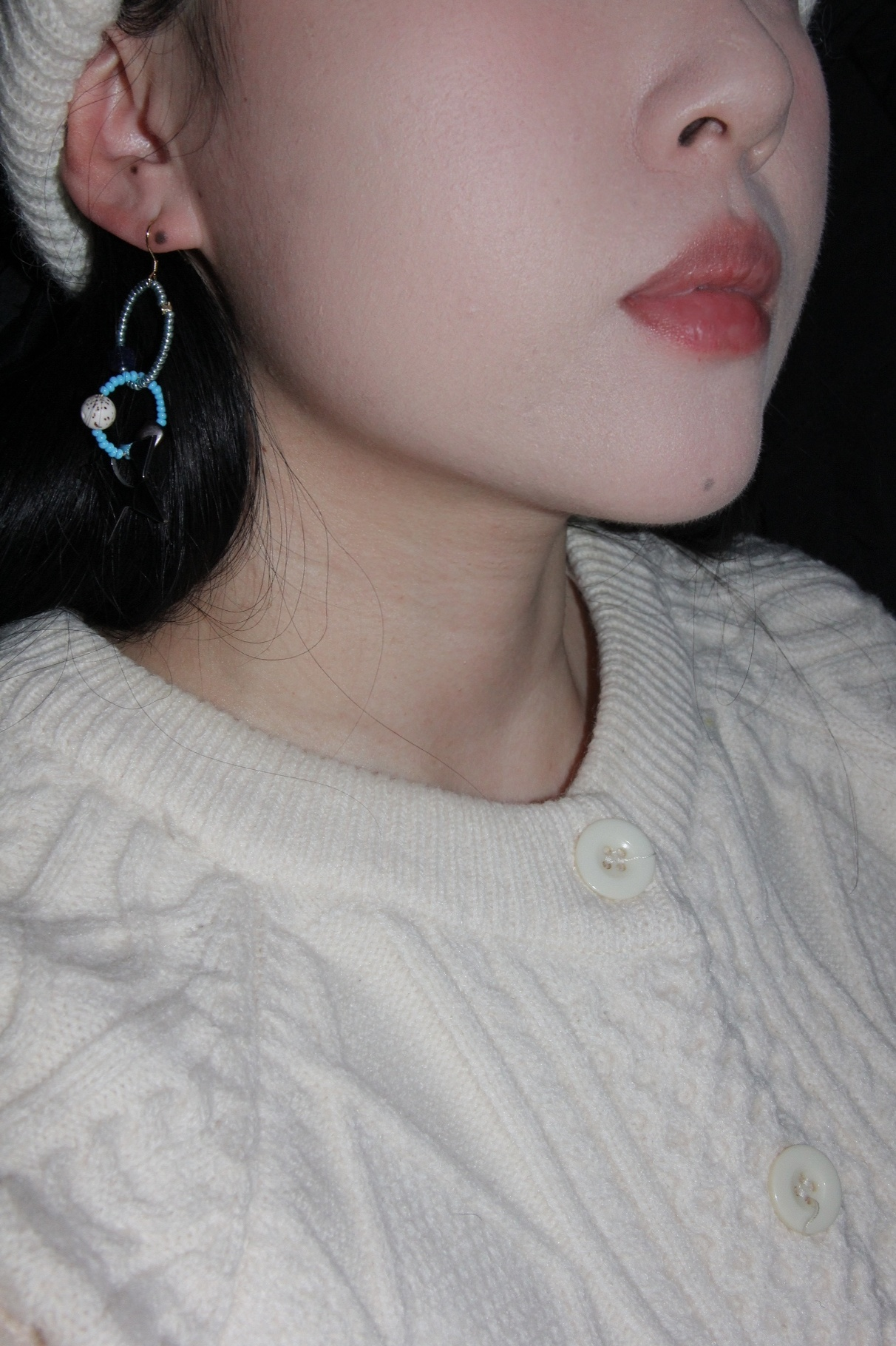 「Chinoiserie」Colored Glaze Blue Star Earrings