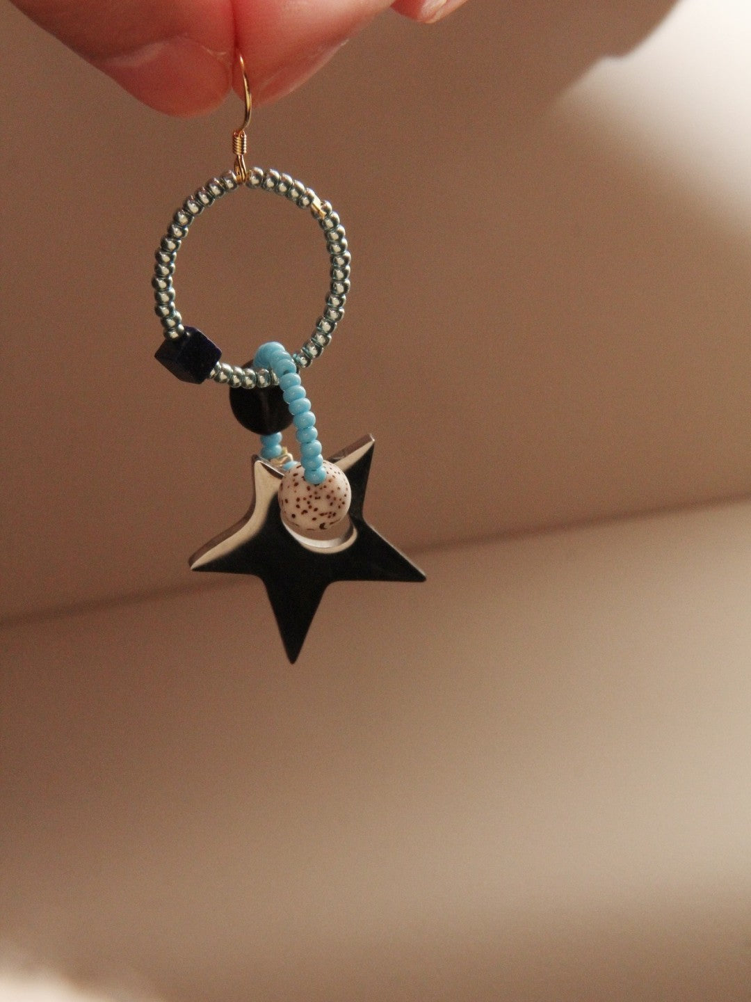 「Chinoiserie」Colored Glaze Blue Star Earrings