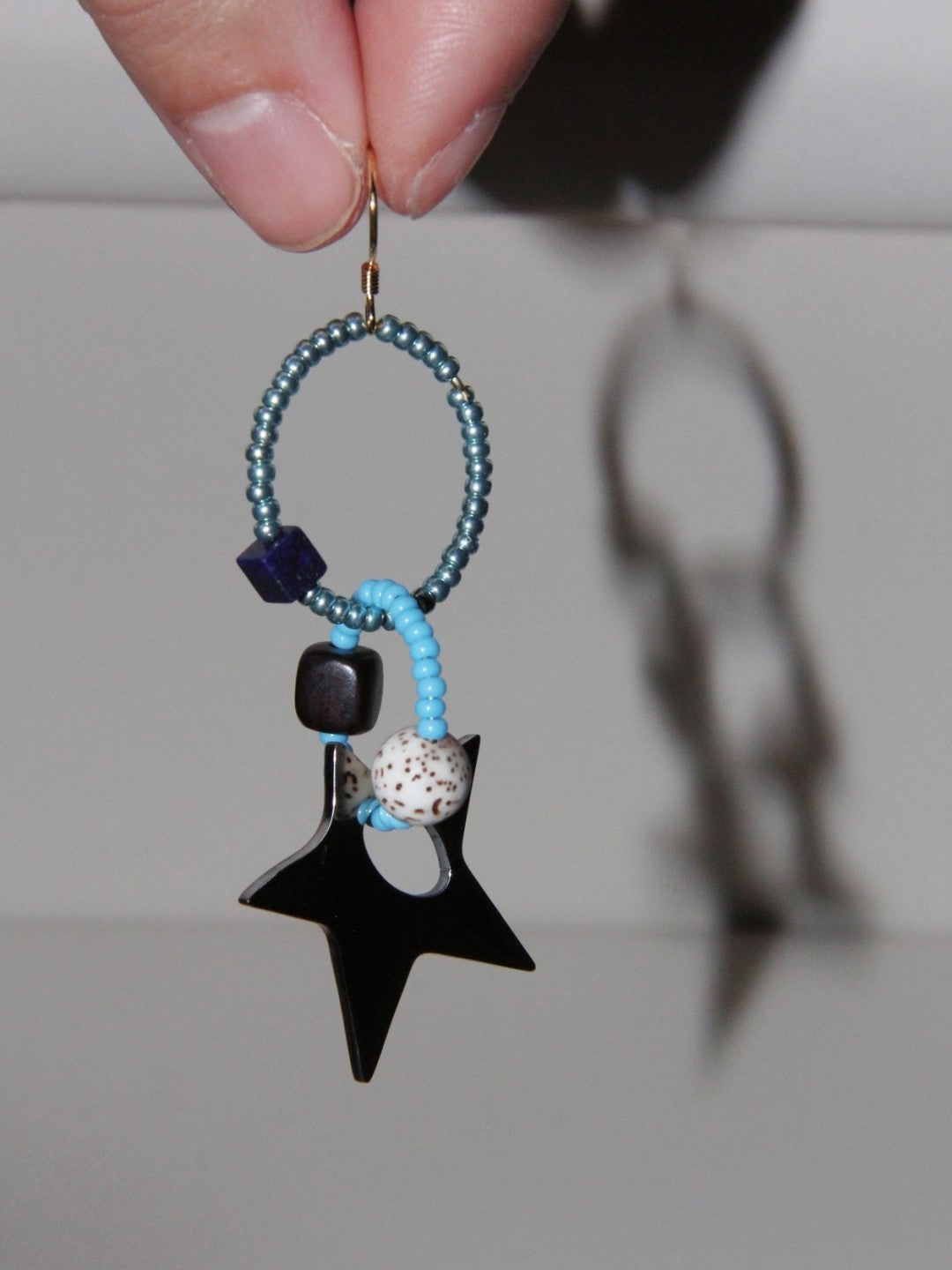 「Chinoiserie」Colored Glaze Blue Star Earrings