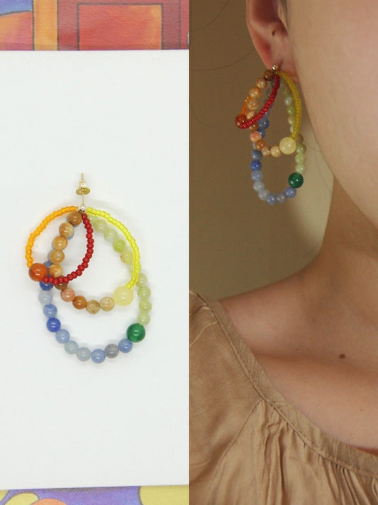 「Chinoiserie」Colored Glaze Rainbow Earrings